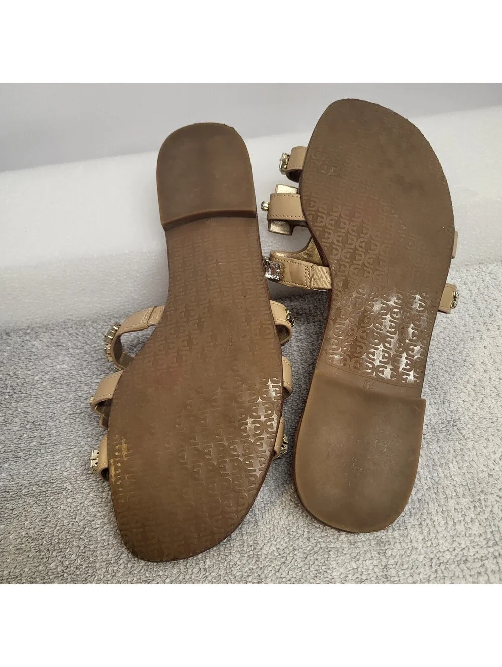 Sam Edelman Embellished Slide Sandals Women's Size 8.5M Brown with lg rhinestone